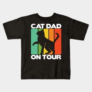 Best Cat Dad on Tour Ever Retro Vintage Daddy Gift Cats Kids T-Shirt